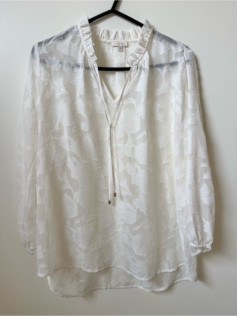 Laura sheer Jaquard floral chiffon top